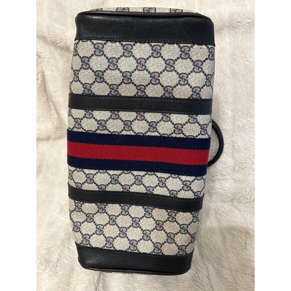 GUCCI GG Supreme Monogram Textured Dollar Calfskin Web Ophidia Boston Bag - Picture 3 of 16